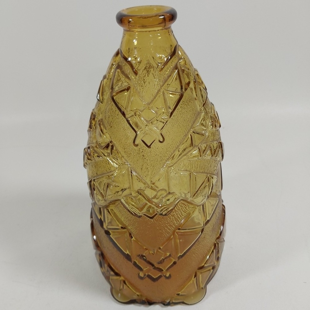 Vintage Amber Genie Bottle‎ Decanter, Made In Italy No Stopper
